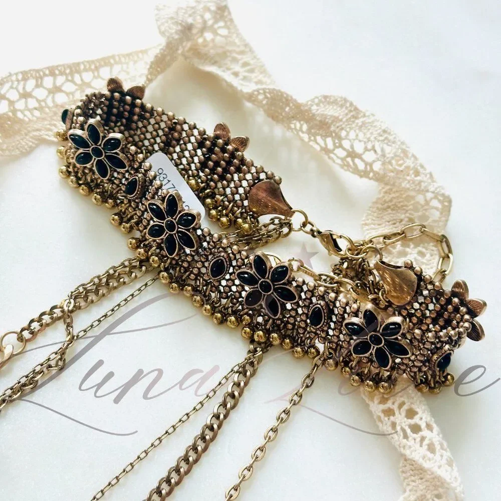 FREE PEOPLE x Ariana Ost Walsh Choker Necklace In Gold / Onyx NWT - Picture 4 of 6